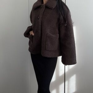 Zara Chocolate Teddy Jacket XS